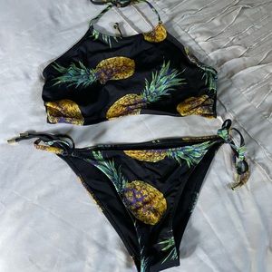 H&M pineapple halter bikini